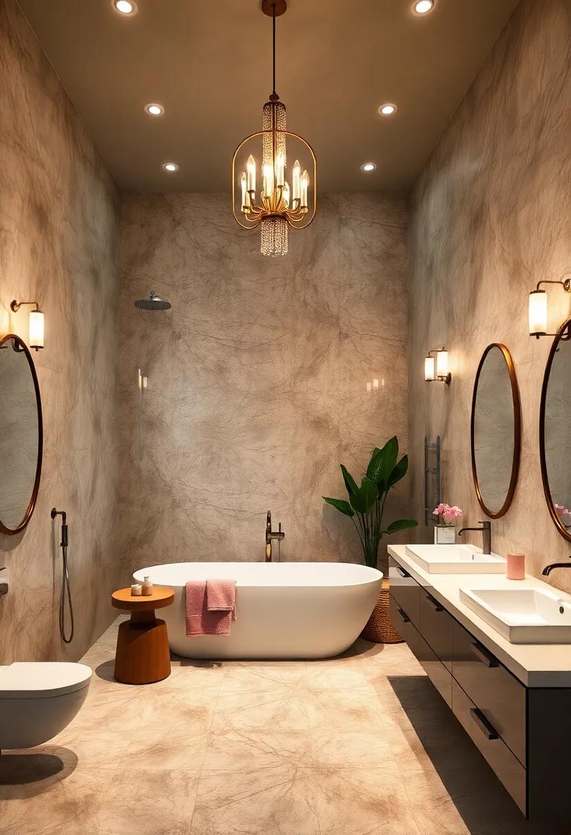 ambient Lighting Designs: ⁣Illuminate your ​bathroom with layered lighting, ‍including sconces, chandeliers, and⁤ backlit mirrors, to create an inviting​ atmosphere