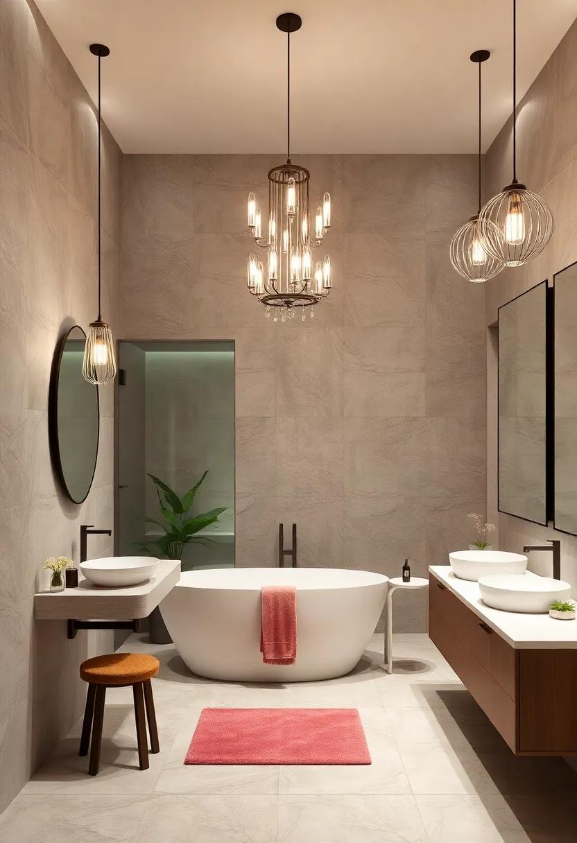 Statement Lighting Fixtures: Bold chandeliers or ⁣oversized pendant⁣ lights can ‌act‌ as artistic focal points, transforming the design of your bathroom