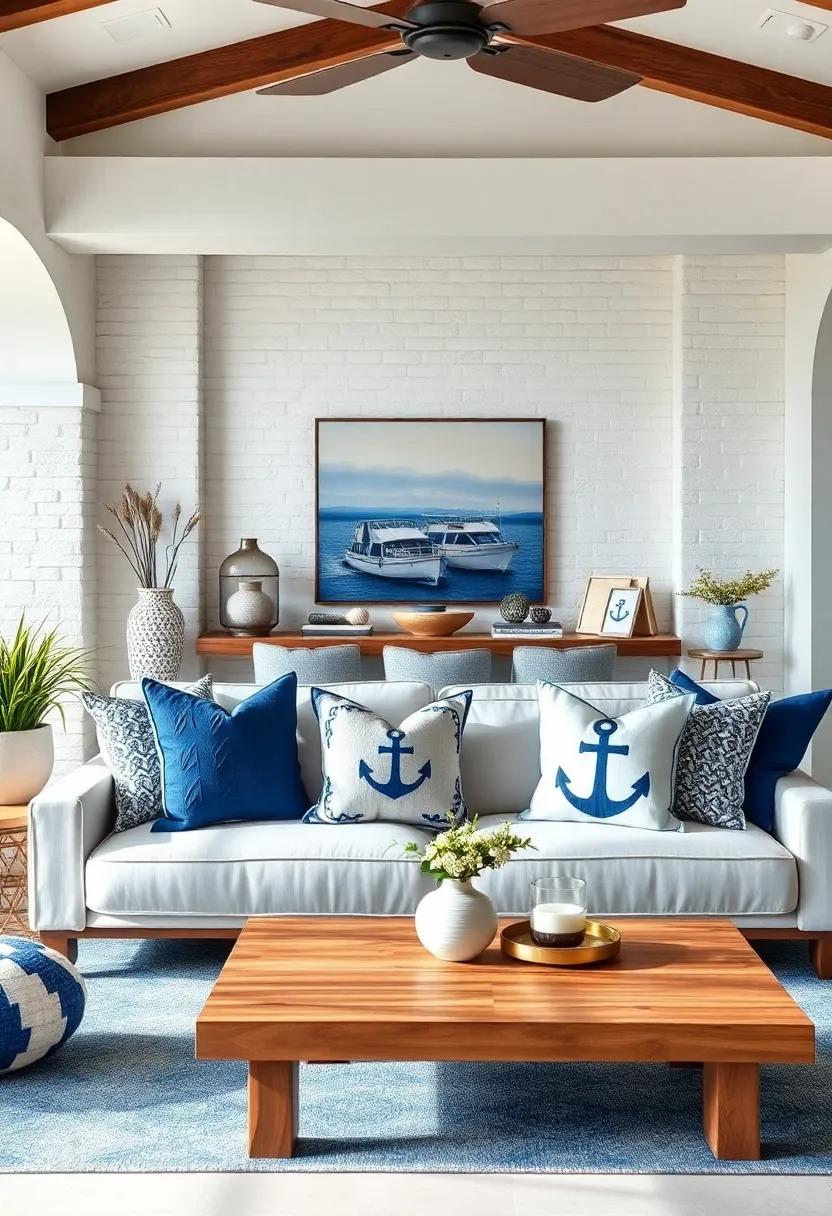 Nautical-Themed Throw ⁢Pillows: enhance your seating areas with decorative pillows ‌featuring subtle nautical motifs in ‌calming⁤ shades of blue