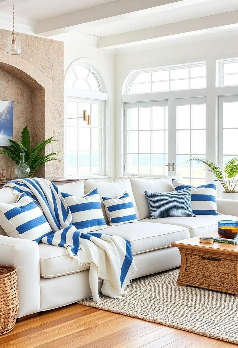 Blue ‍& White Striped Throws: ‍Drape soft, luxurious throws ​across your furniture, providing both warmth ⁢and⁤ a stylish nod to nautical themes