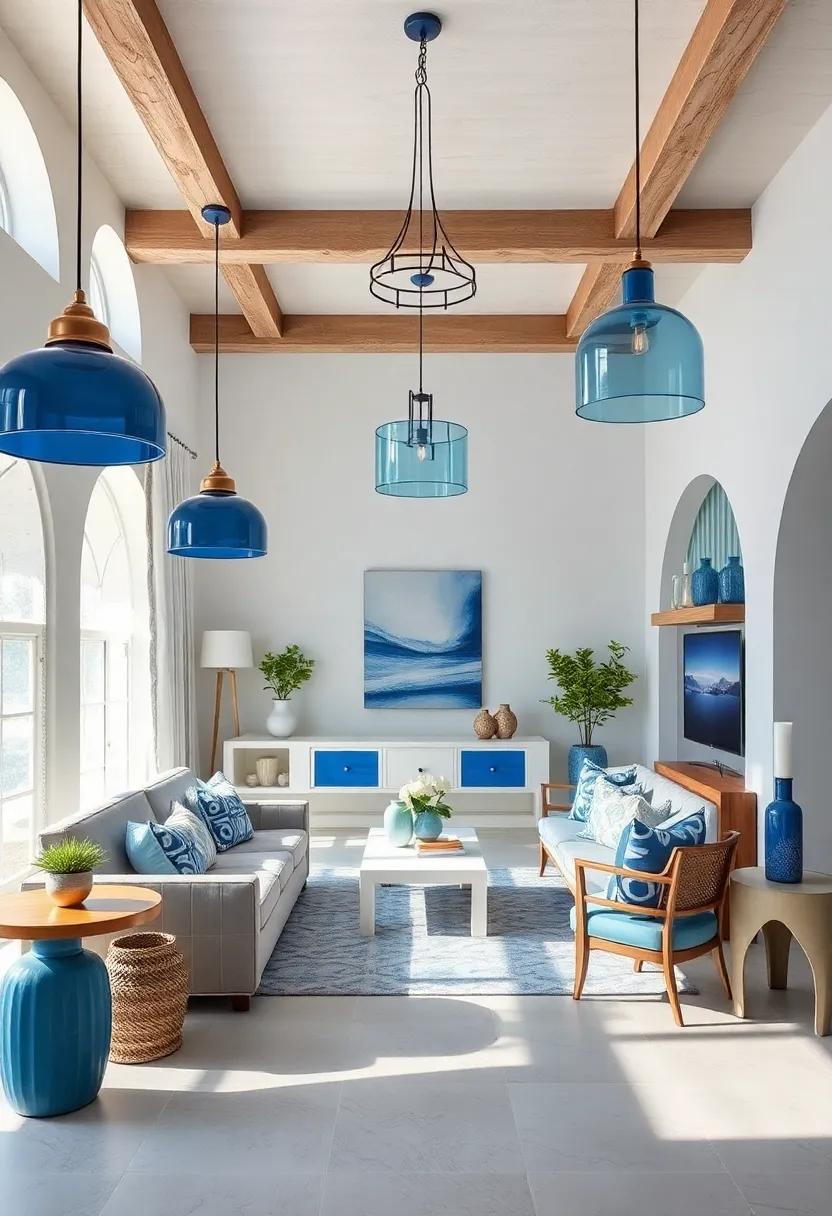 Statement Lighting Fixtures: ⁣Opt for⁣ eye-catching​ pendant lights ‍or chandeliers in blue⁤ hues⁢ that serve‍ as practical yet⁢ stunning ‌decor pieces