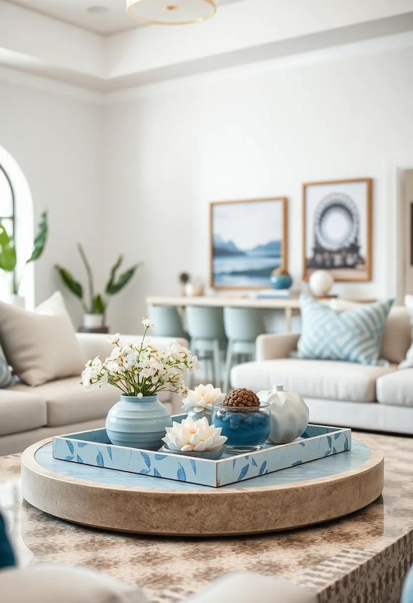 Ocean-Inspired Decorative Trays: use⁣ decorative trays in ‌blue and⁢ white finishes to keep your ⁤coffee table organized while adding‌ a chic, ‍coastal touch