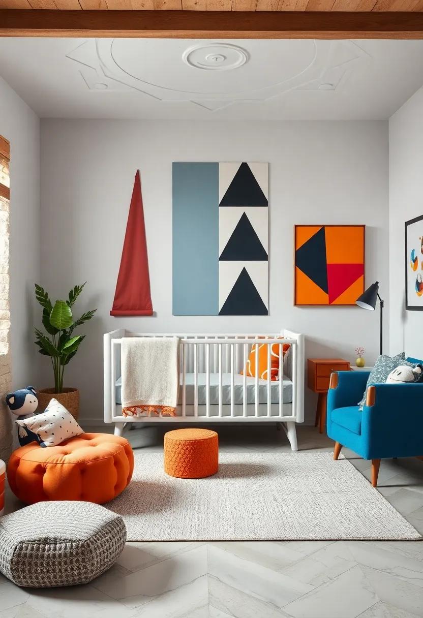 Bold Geometric Patterns: Elevate the space with vibrant geometric prints on walls and textiles to add a contemporary flair