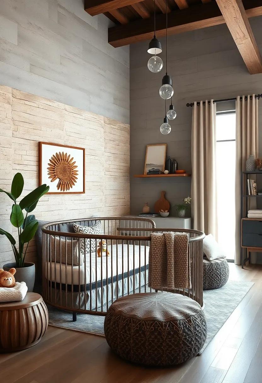 Mixed Media Décor: Blend different materials, such as wood, metal, and fabric, to create depth and interest in the nursery's design elements