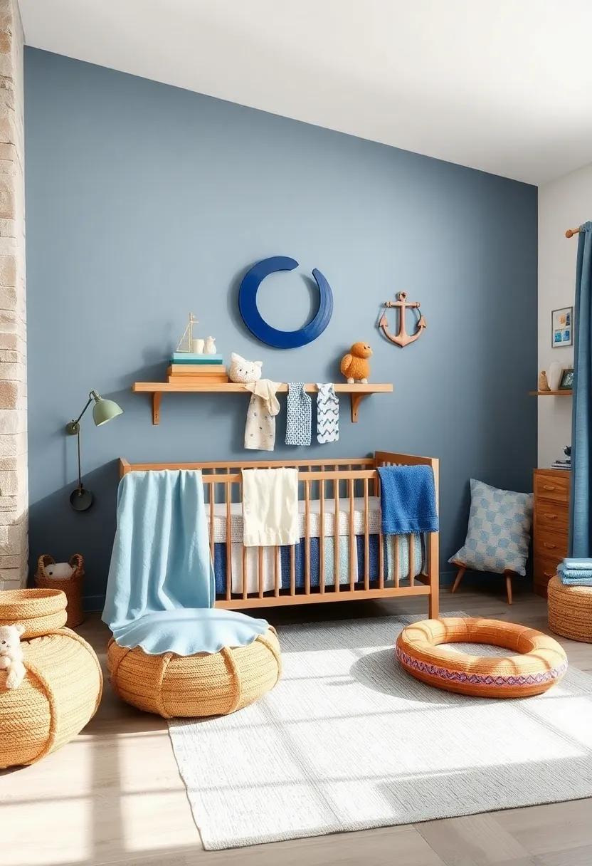 Nautical Inspiration: Integrate shades of blue, soft textiles, and nautical decorations for a calming seaside escape that stimulates imagination