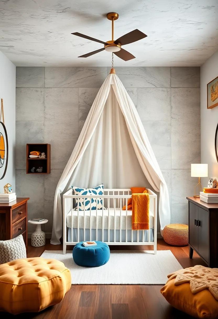 Playful Canopies: Hang a stylish canopy above the crib to create a cozy nook that feels both whimsical and secure
