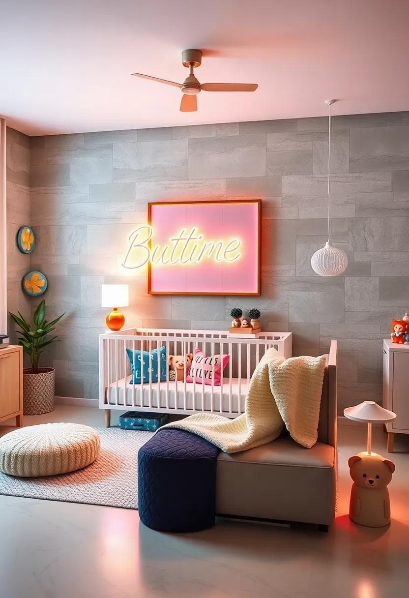 Soft Neon Accents: Incorporate soft neon elements, like wall art or lamps, to add a trendy touch without overwhelming the aesthetic