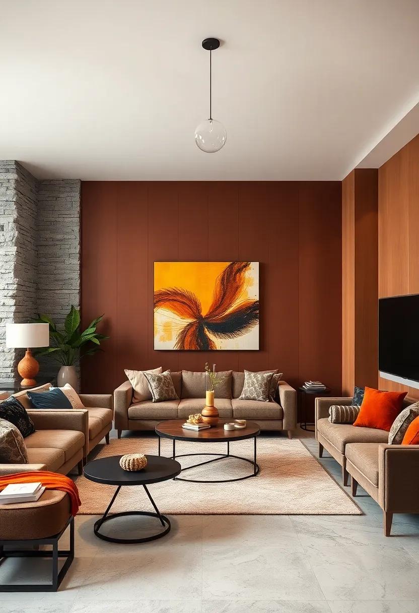 Bold Accent Walls: Consider painting one wall a deeper brown or using wallpaper with a ‌geometric ‌pattern for a contemporary touch