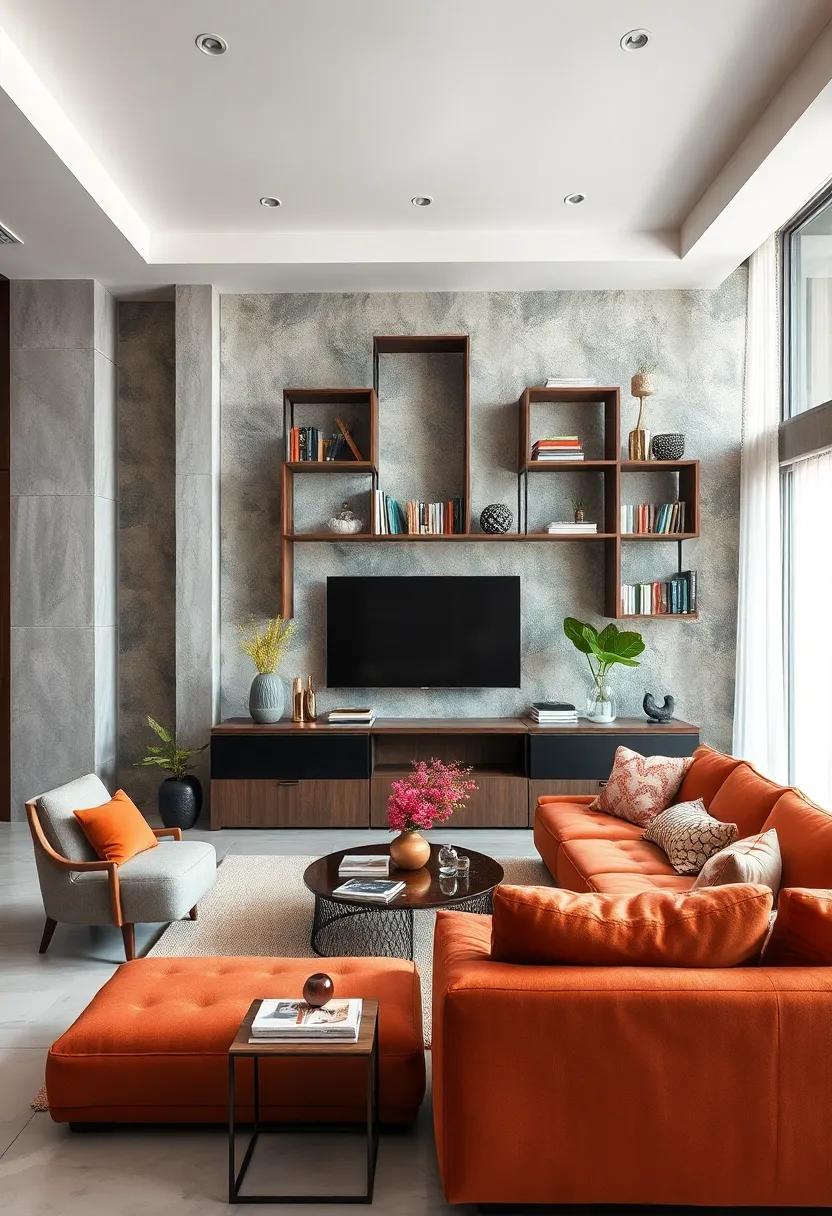 Creative Shelving: Showcase artistic bookshelves in unique shapes to draw attention and provide display space