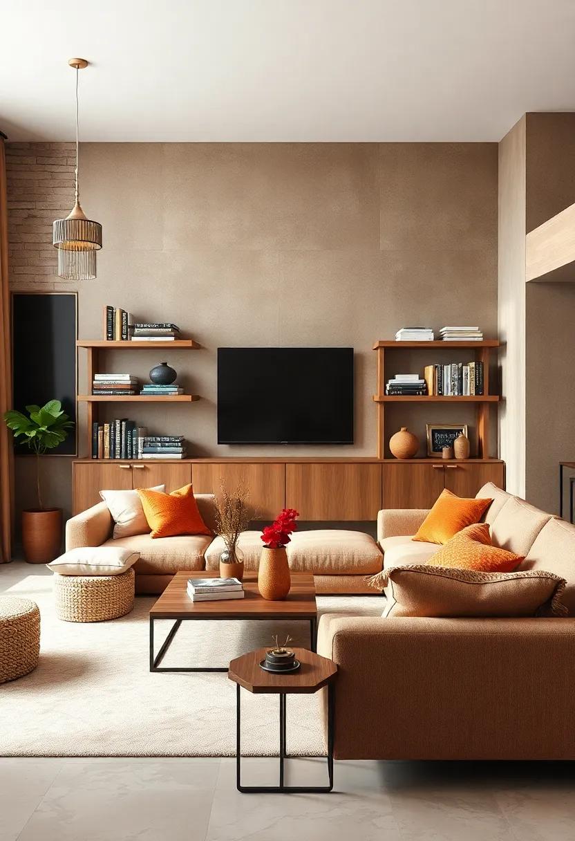 Open shelving: Utilize ⁤open shelves to display books and decorative ⁢objects ​that complement your brown theme