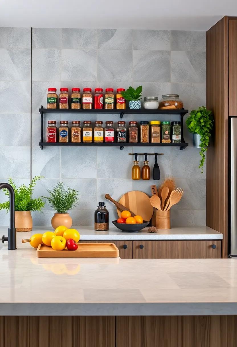 Colorful⁢ Spice Racks: Transform your spice collection into a vibrant display⁣ with a wall-mounted rack,​ infusing color‌ while ensuring ⁢easy access during​ cooking