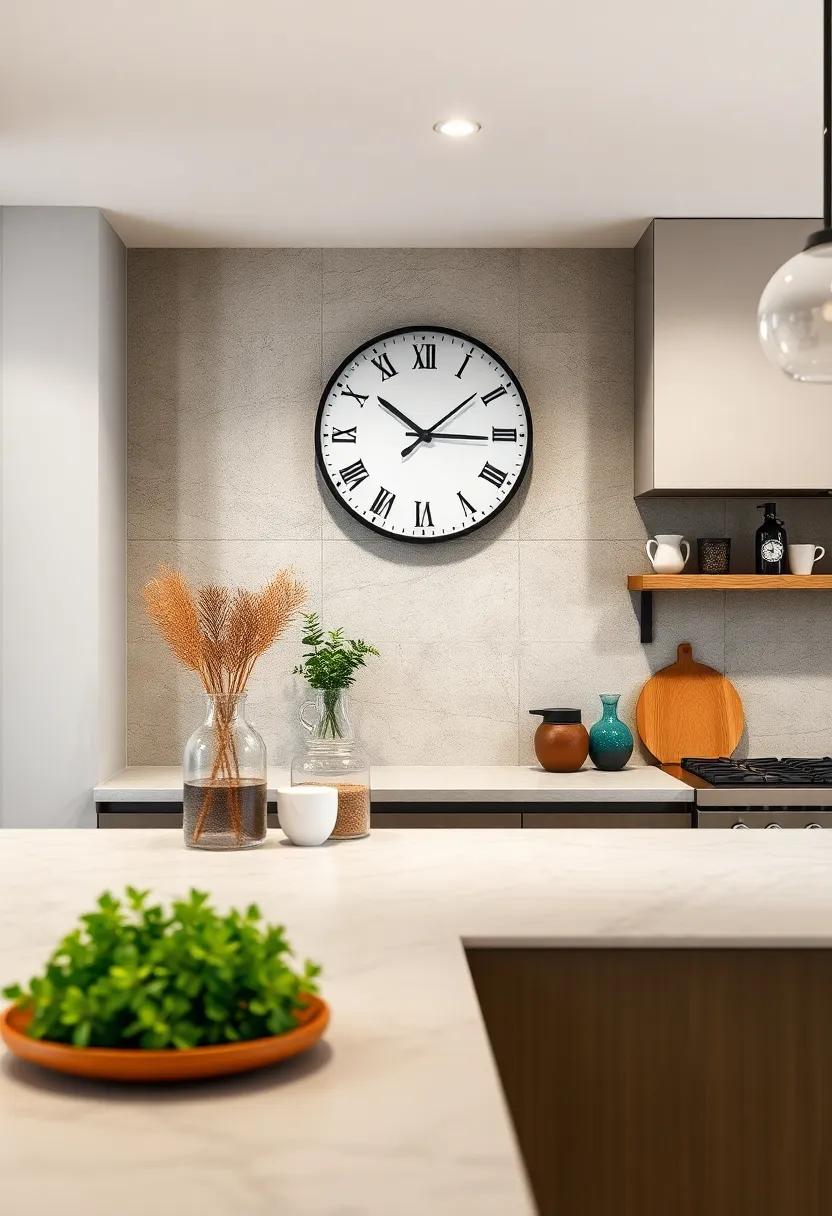 Contemporary Clocks: Hang a contemporary ‌wall clock that⁢ complements your kitchen style, merging⁤ function and art for an organized timepiece