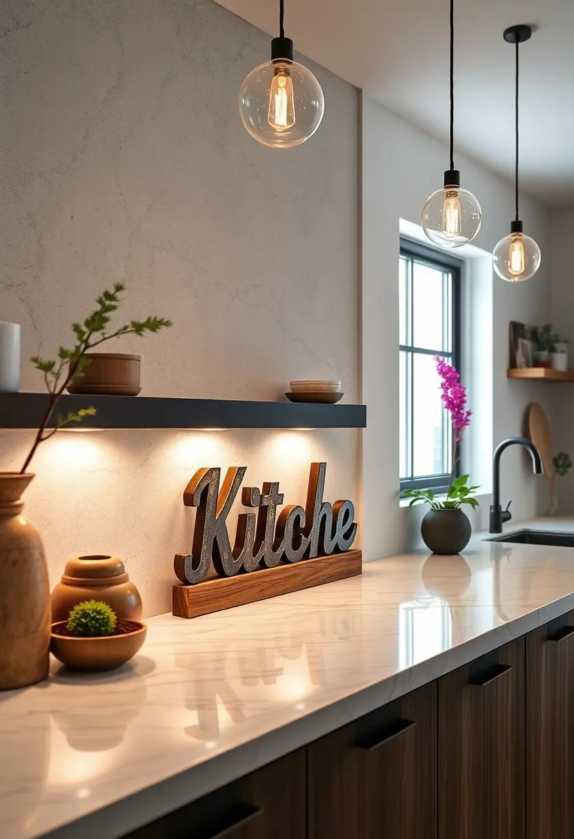 Customized Name Sign: Personalize ⁣your kitchen with a wood or⁢ metal name ⁤sign that adds​ a warm, welcoming touch to your​ space