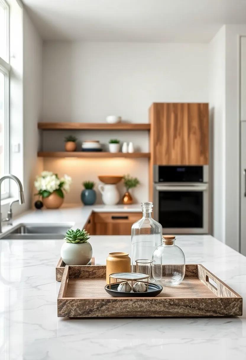 Decorative Serving ‌Trays: Use⁢ a decorative serving tray to corral items like oils, spices, or ⁣small decor pieces, keeping your⁤ countertop‍ looking composed and ⁢appealing