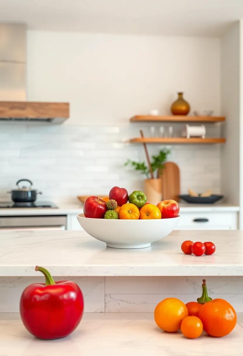 Minimalist Fruit⁢ Bowl: Embrace​ the ⁤beauty​ of simplicity ⁤with a sleek, ceramic fruit bowl that adds a pop of color ‍to your countertop while keeping your ⁤produce organized