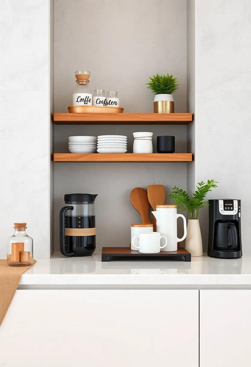 Personalized Coffee ​Station: Dedicate a small area for your‌ coffee essentials, using stylish containers for coffee, sugar, and ⁣cups,⁢ turning your daily ritual into a delightful showcase