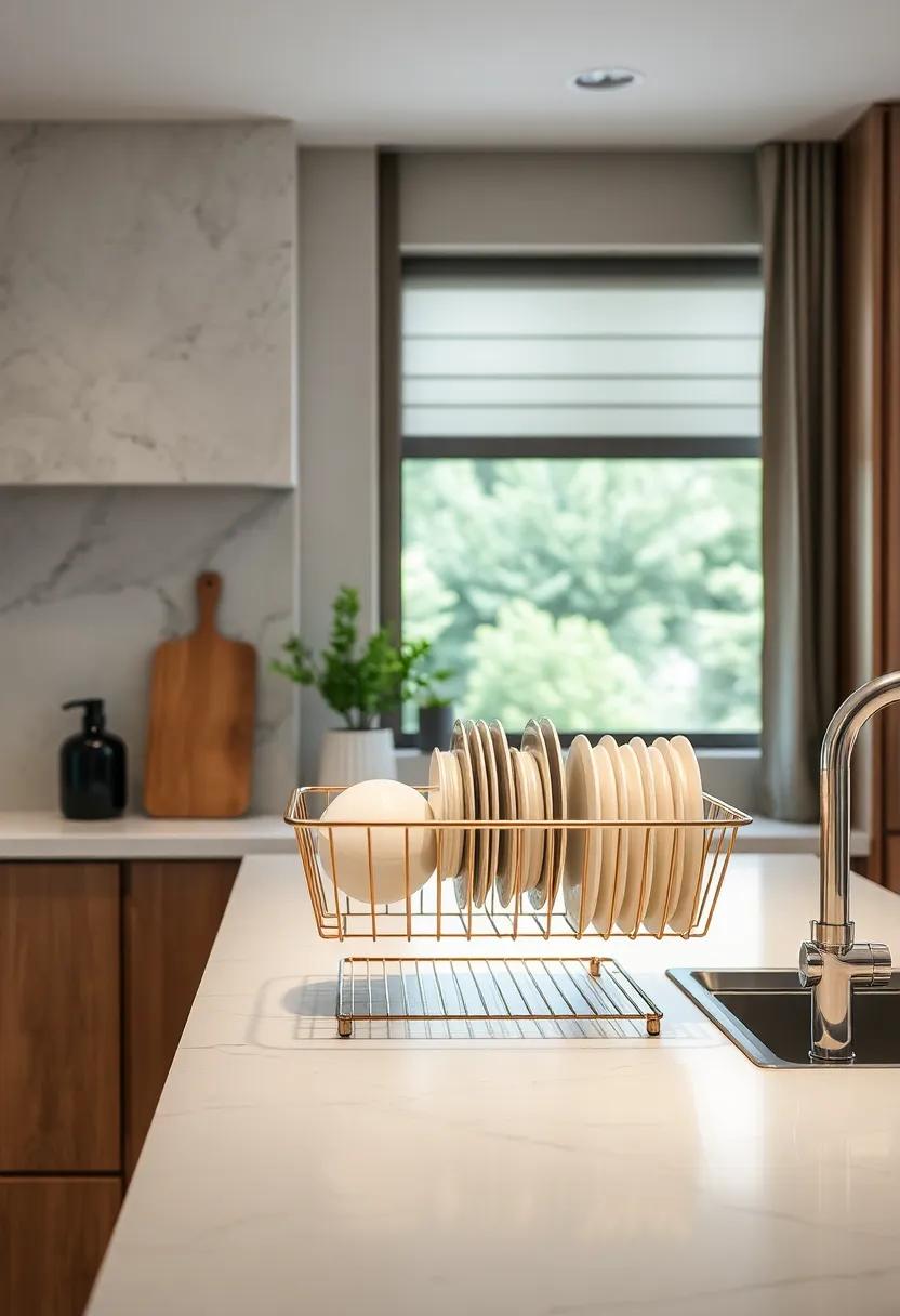 Stylish Dish Drying Rack: Opt for a designer‍ dish‌ drying rack⁣ that ⁢complements your​ overall decor, elevating a mundane task ⁣into a stylish statement