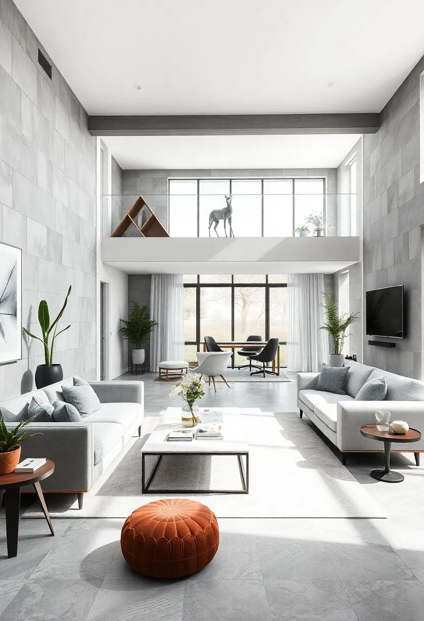 Soft Grays and Whites: Use subtle gray tones contrasted with​ crisp⁢ white for a modern, ‌sophisticated living room that feels open and airy