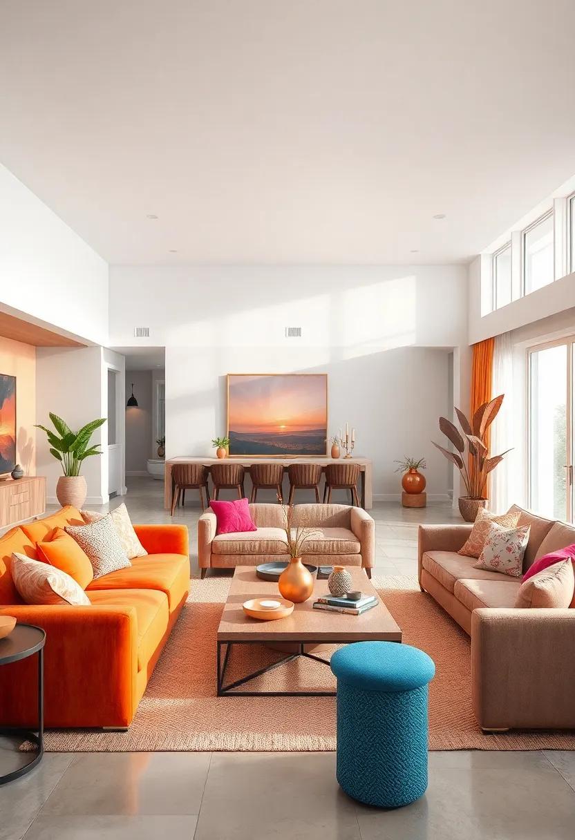 Sunset shades: Implement warm yellows,soft pinks,and deep oranges to create a lively and inviting atmosphere​ reminiscent of a sunset