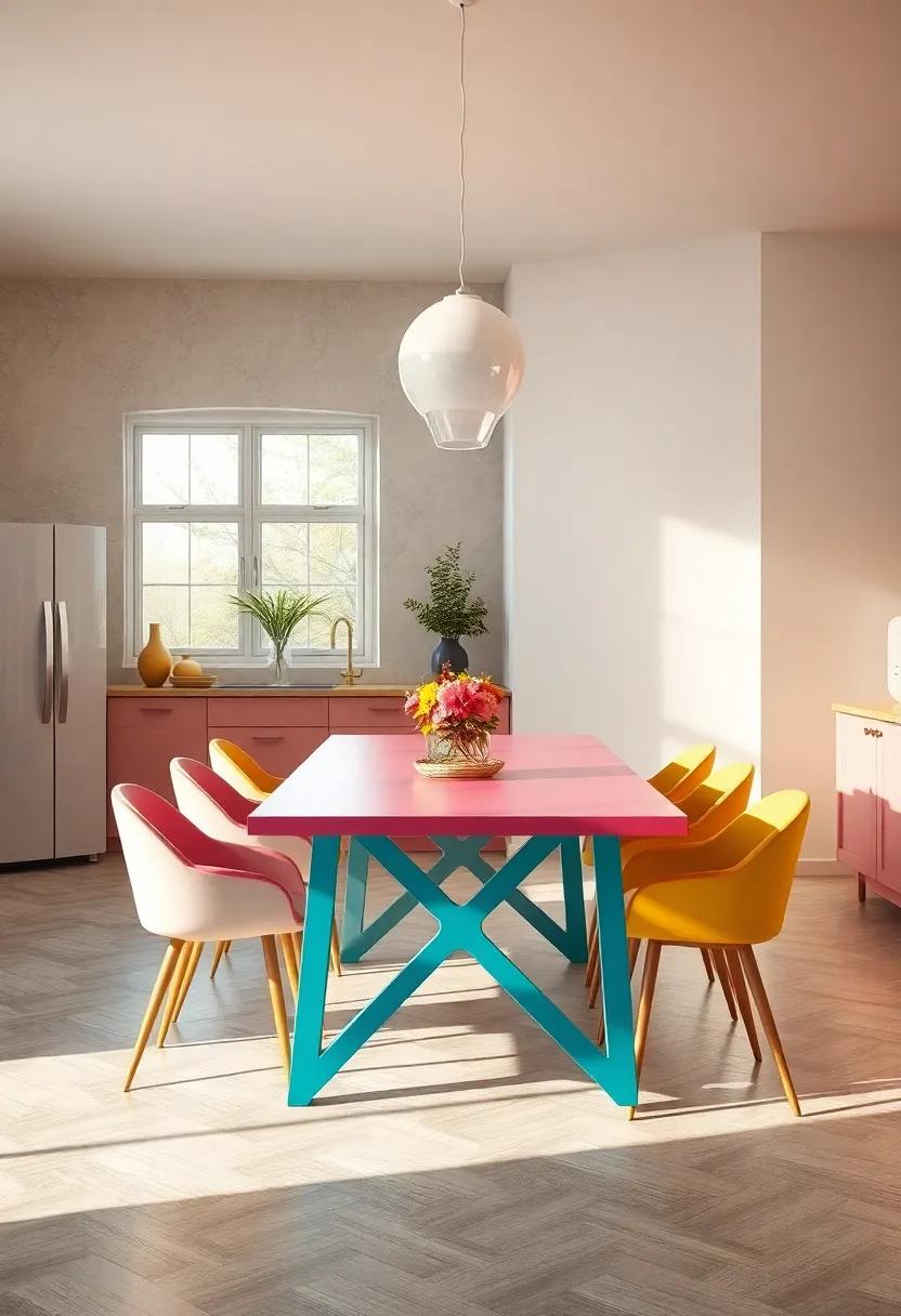 Color Pop: A bright, painted dining table that injects joy and vibrancy into your home, ideal for⁢ creative souls and playful design