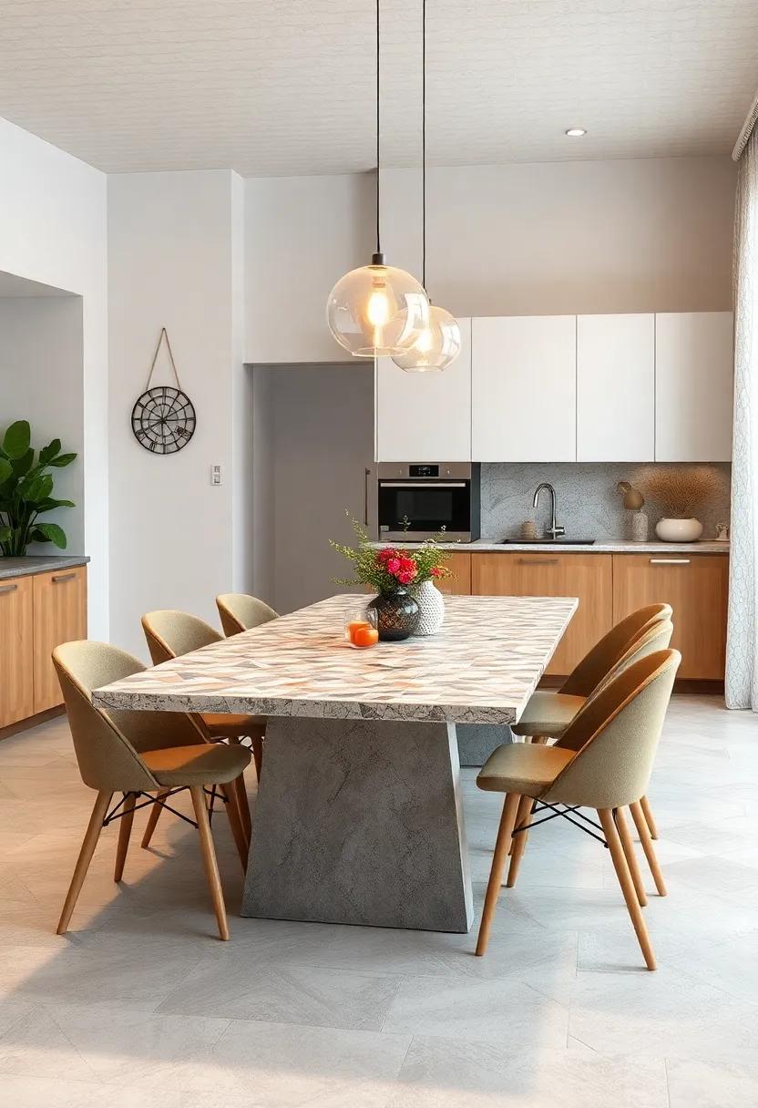 Mosaic Magic: A creatively designed table featuring a mosaic surface, providing an artistic centerpiece for meals and gatherings