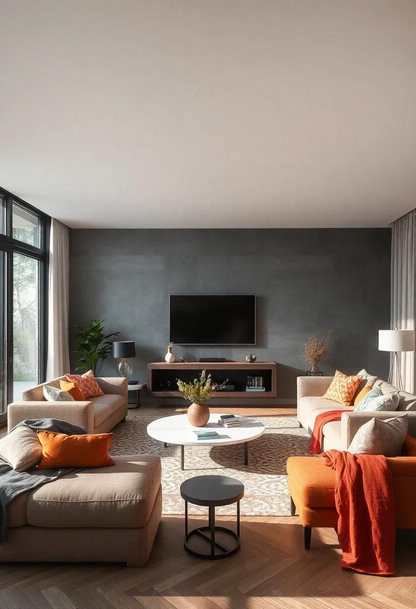 Contrast‍ light‍ and dark: Use a ‍darker⁤ accent ‌wall or furnishings to anchor a ‌brighter area within the room for added depth