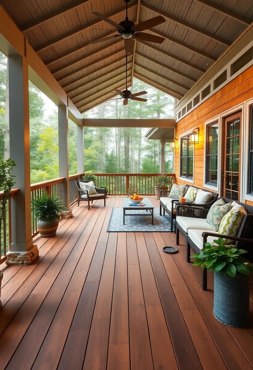 Warm ​Pine: Opt for southern yellow pine decking, renowned for ‍its warmth and durability, creating a cozy atmosphere perfect for family gatherings
