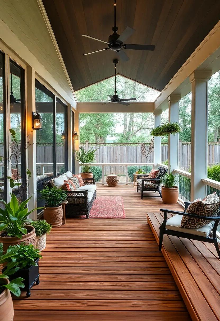 Raised Decking: Elevate your porch experience with raised wooden platforms that add visual interest and enhance views of your yard or garden