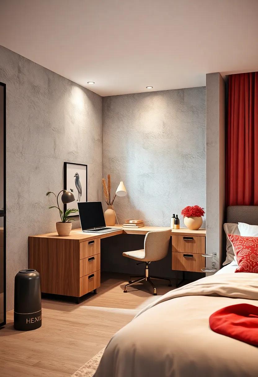 Creative Desk Space: Designate a small area​ in your ⁤bedroom as a ​stylish⁣ study nook, incorporating a sleek ⁢desk ⁣and comfortable‌ chair for productivity
