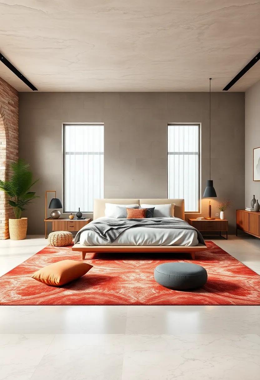 large Rugs: Anchor your space with a‍ large ‌area rug that adds ⁢warmth and defines‌ the sleeping‌ area while complementing overall decor