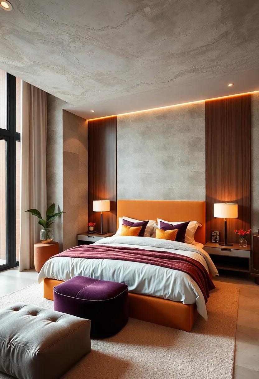 Velvet Accents: Incorporate​ velvet⁢ cushions or an ‌upholstered‌ headboard for⁢ a touch‌ of luxury and ​sumptuous ⁢texture ​to your bedroom design