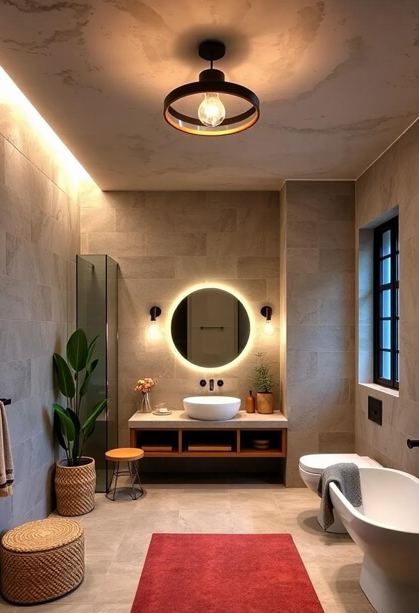 Creative Lighting ‌Fixtures: ⁢Upgrade your ceiling with statement light ⁣fixtures that add drama ⁤and style,⁣ making the ceiling‍ another aspect of your bathroom’s look