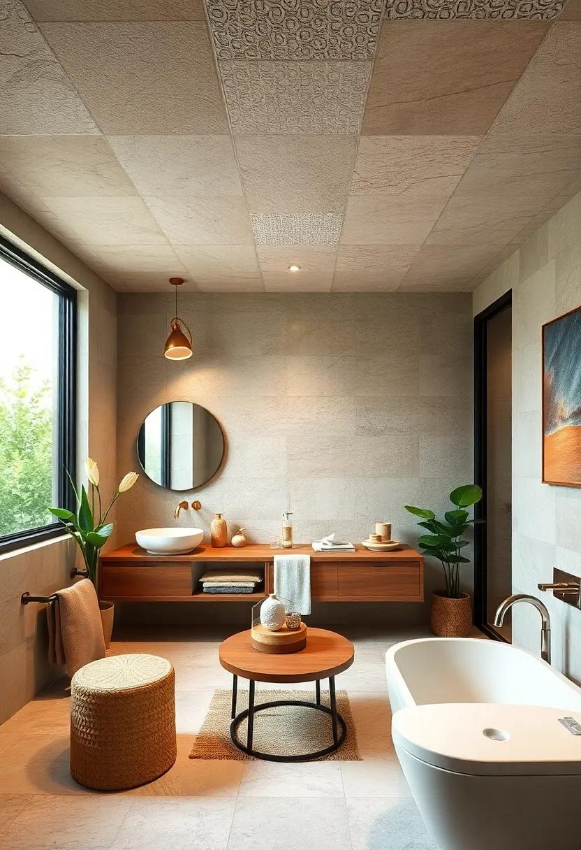 Earthy⁣ Stone Finishes: use stone panels or ​finishes to evoke a ‌natural ⁤environment, bringing an organic touch to your ceiling for a grounding effect