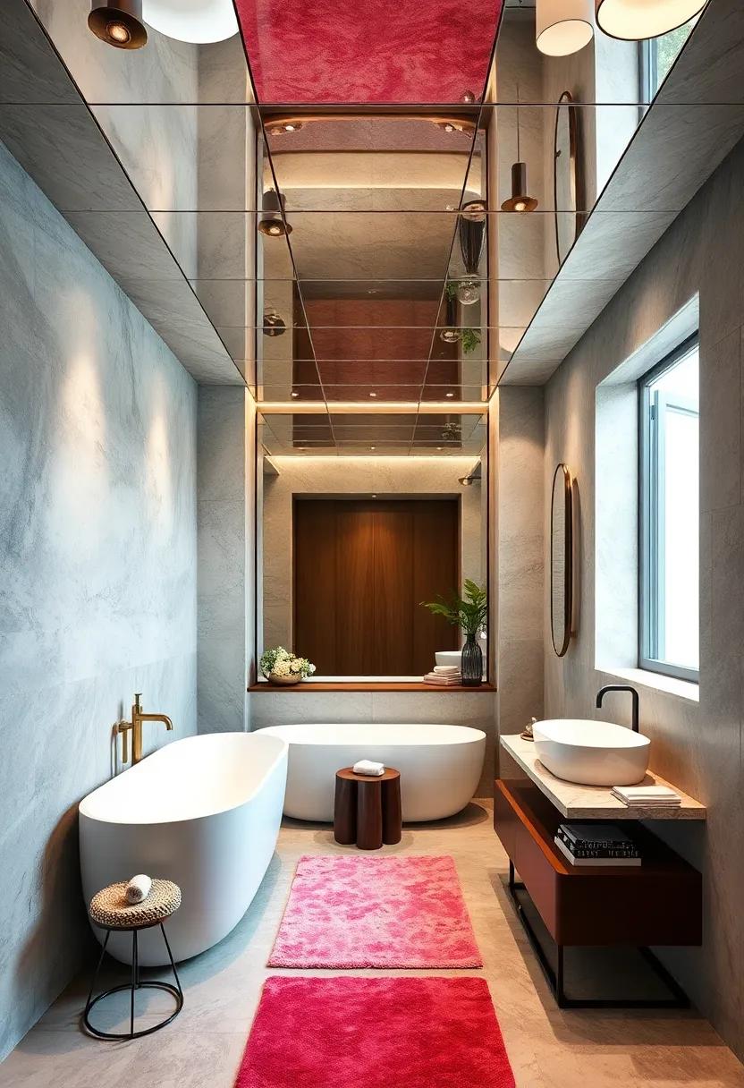 Floating Illusion with a‌ mirror Ceiling:‍ Consider using mirrored panels for a ceiling that ⁤reflects ‍light and gives the⁤ illusion of a ‌larger space, perfect for compact bathrooms