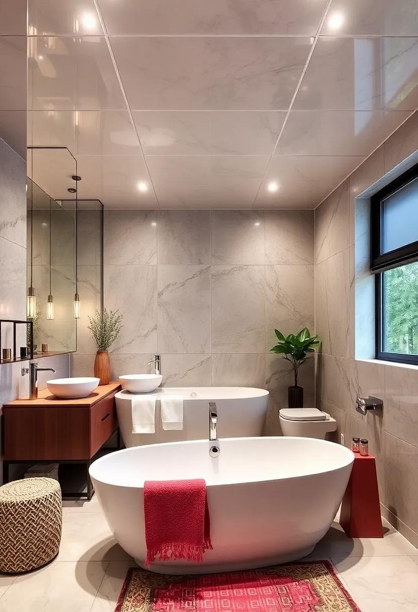 glossy Tiles for Illusion:⁤ Use ⁢high-gloss⁣ tiles ‌on the ceiling to bounce light around the space, creating an illusion of⁢ height ‌and making your small bathroom feel more expansive