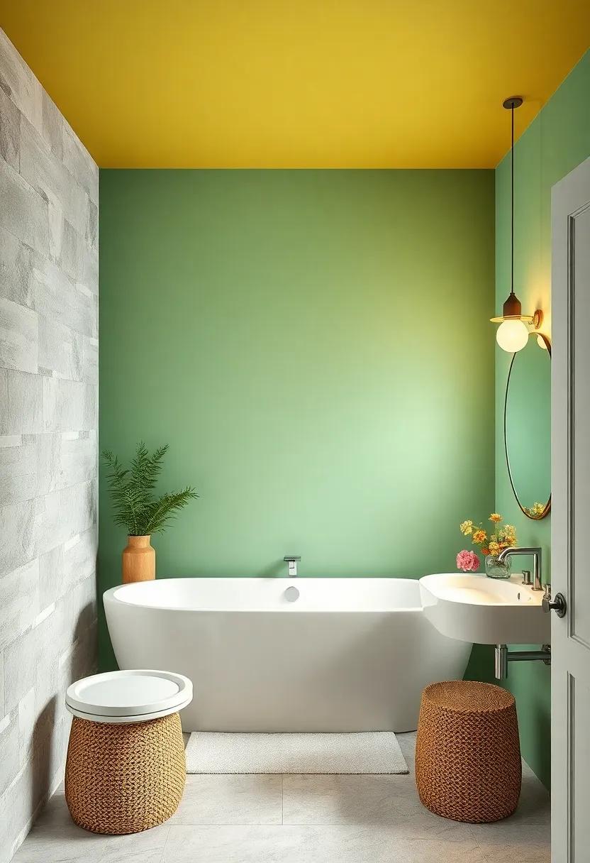 An Unexpected pop‍ of Color: Choose a bold, unexpected color for your ceiling to infuse ⁢personality and character ‌into your small bathroom design