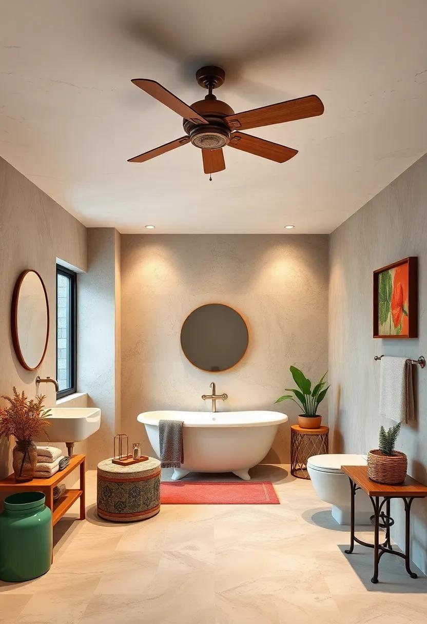 Vintage⁣ ceiling ⁢Fans: Incorporate stylish‍ vintage ceiling fans ⁤to infuse character and vintage ⁤charm while providing necessary ventilation in ⁤your bathroom