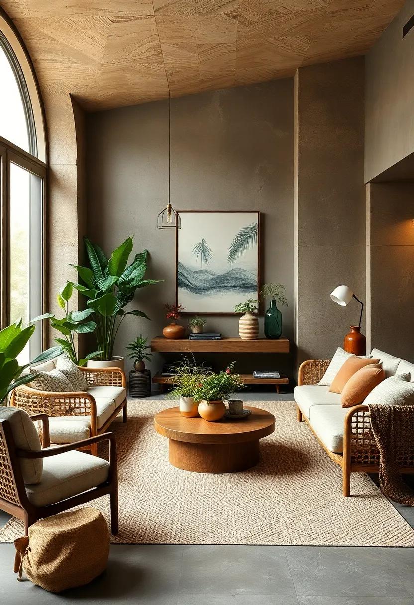 Natural Elements: Incorporate plants and organic materials to breathe life into your brown living room and enhance its earthy aesthetics
