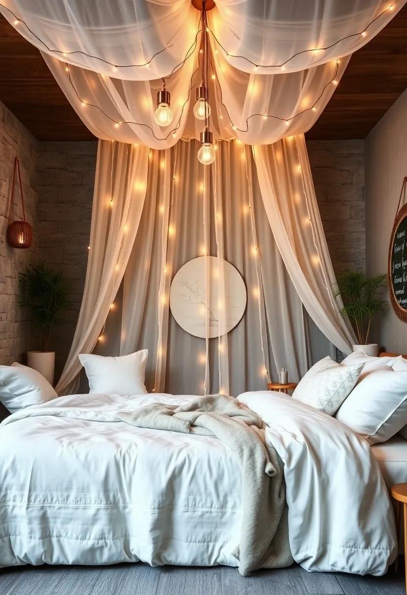 Twinkling Fairy ‌Light Canopy: Create a ​dreamy retreat by draping fairy lights within a canopy, adding an enchanting glow ​to ‍your bedroom ⁤or patio