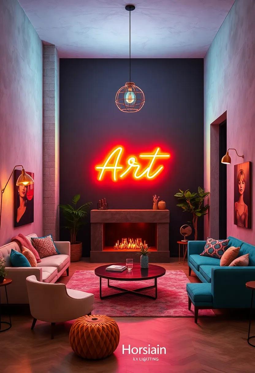 Neon ⁣Art Lighting: Make​ a ​statement‍ with neon​ signs that offer a vibrant touch ​of individuality ⁢and ⁤can be customized to fit your own creative style
