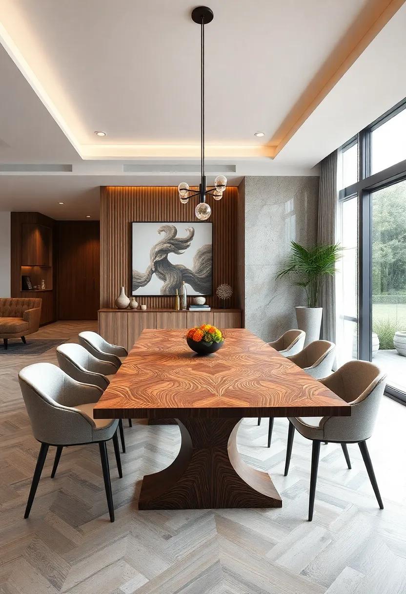 artistic Inlay Designs: A table featuring intricate wood inlays, creating captivating ‌patterns and textures that ‍become a focal point in your dining area