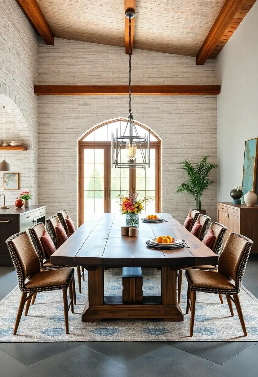 Farmhouse-friendly: A sturdy, oversized farmhouse table‌ with a weathered finish that invites family gatherings and comfortable dining