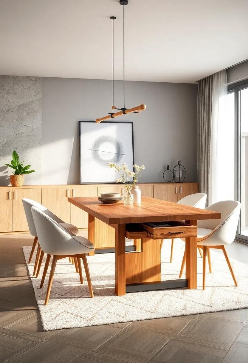 Hidden storage Solutions: A cleverly designed dining table with​ hidden compartments, perfect for stashing away dining essentials while keeping your space tidy