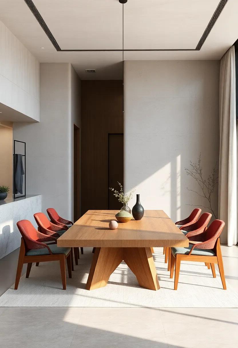 Japanese Minimalism: A low-profile ⁤dining table that embraces⁢ zen-like simplicity with clean lines and a muted finish, promoting a calm ‍dining atmosphere