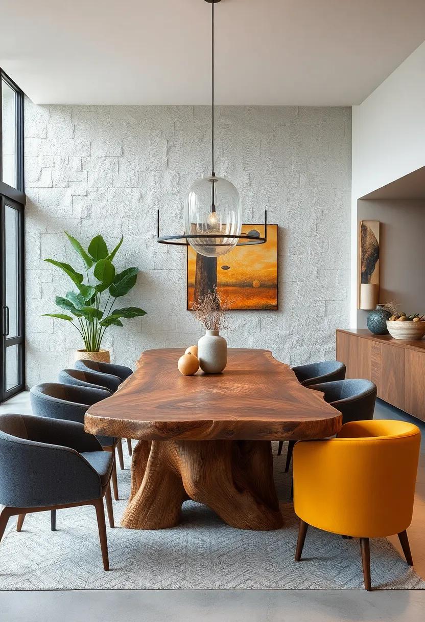 Tree Trunk ‌Inspiration: A table designed to resemble a polished tree trunk, ‌integrating organic elements into your home while being ​practical for‌ everyday use