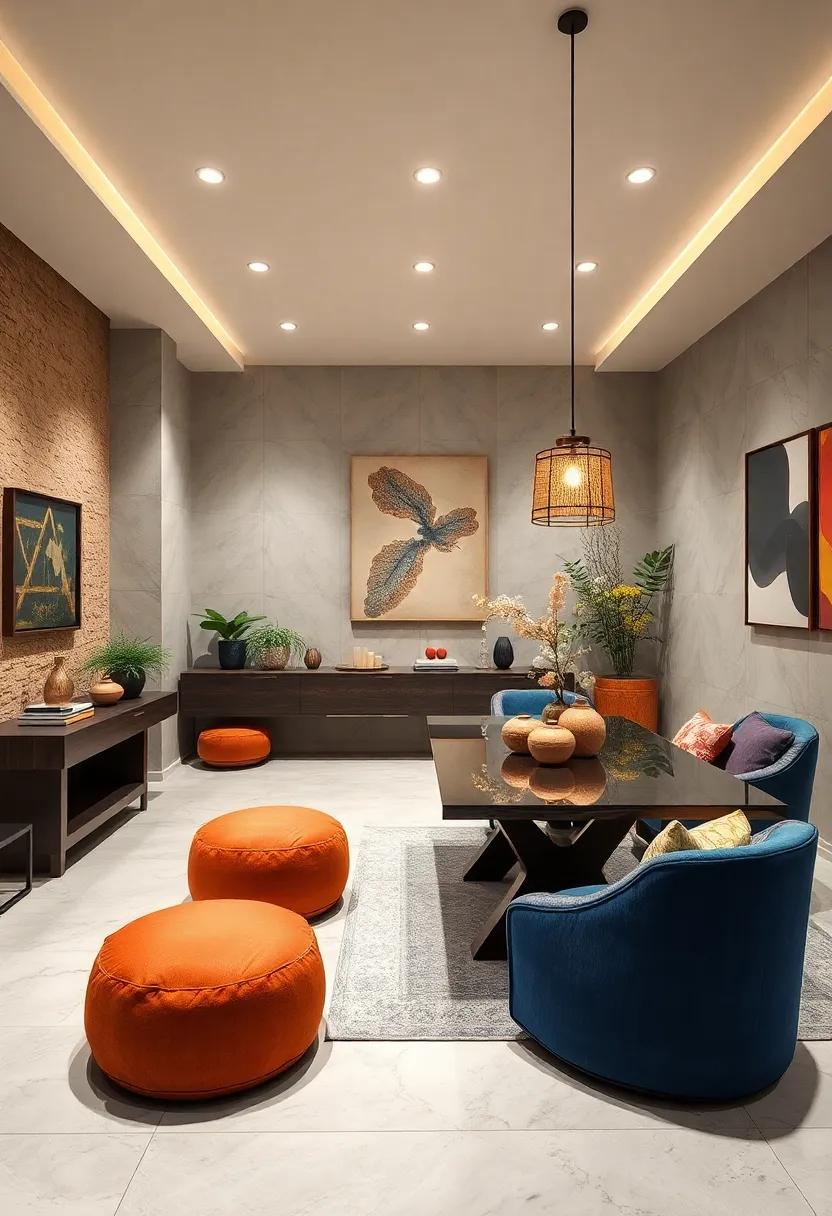 Choose Unconventional Seating: Experiment with floor cushions or unique stools to offer a relaxed vibe, transforming the ⁣dining experience