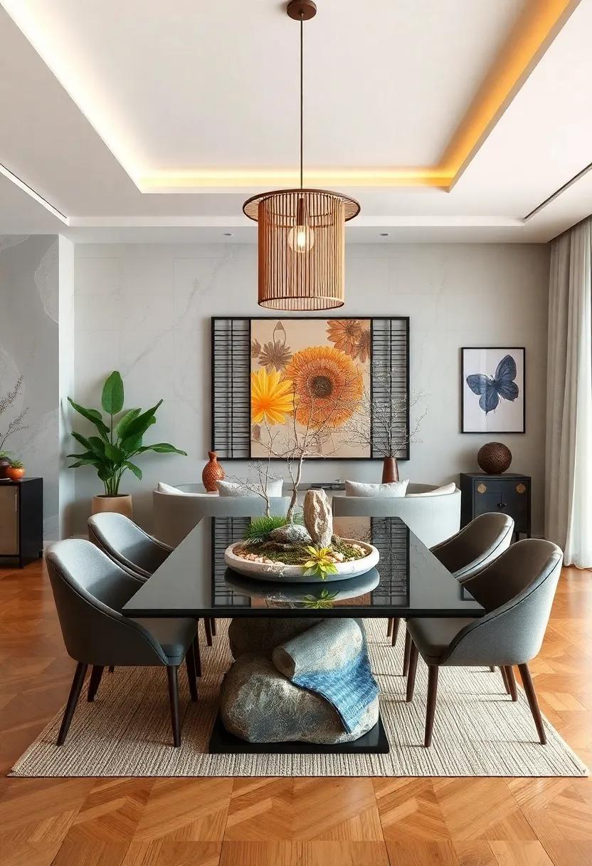 Feature a Zen ⁣Garden: add a mini zen garden as a ⁢centerpiece for your dining table, instilling a⁤ sense of tranquility