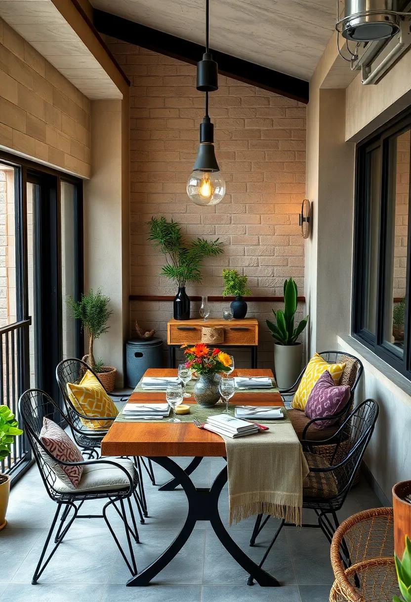 Industrial Touch: use metal furniture ‍paired with⁢ wooden accents ​for an industrial-chic dining experience​ that combines modernity with warmth, perfect ‍for urban balconies