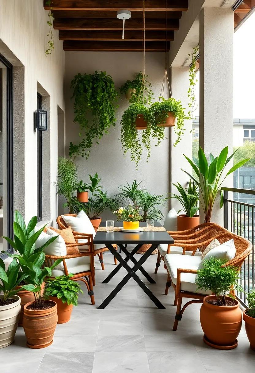 Lush ⁣Greenery: Surround⁢ your ‌dining ⁣area with potted plants and hanging planters to cultivate a vibrant, natural setting, perfect for enjoying‍ fresh​ air while dining⁤ outdoors