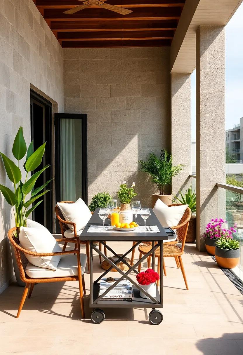 Portable‍ Bar Cart: Use a stylish bar​ cart to serve drinks ⁤and snacks‍ easily, ensuring your‌ outdoor gatherings are effortless and fun​ for everyone⁢ involved